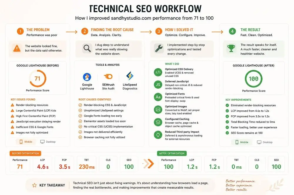 How to Improve Your Website Performance Score From 71 to 100: A Technical SEO Case Study